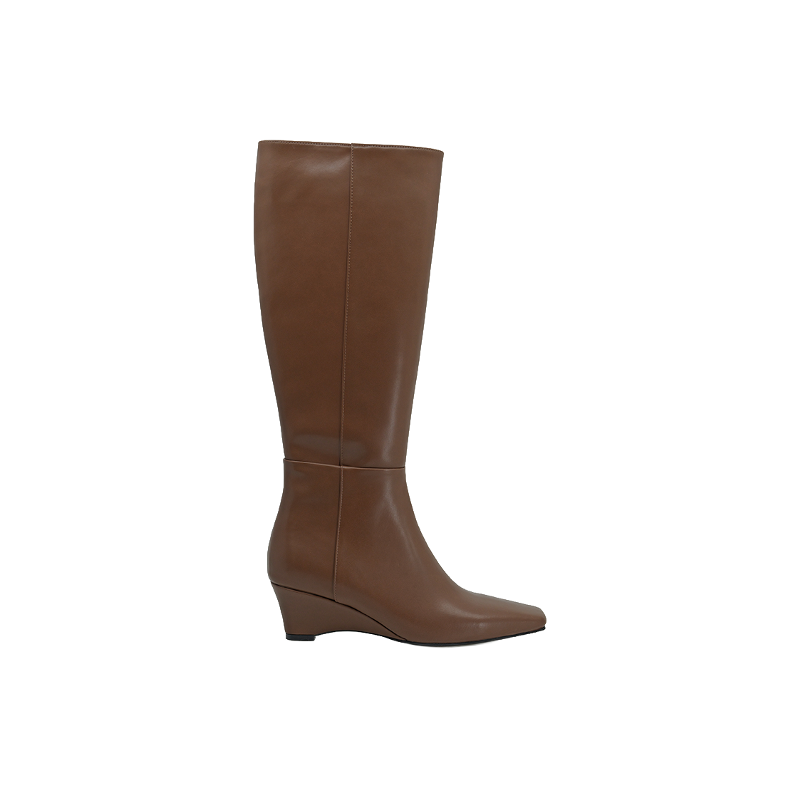 무드나잇 지나 웨지힐 스퀘어 롱부츠 l 브라운(Moodnight Zina Wedge Long Boots l Brown)