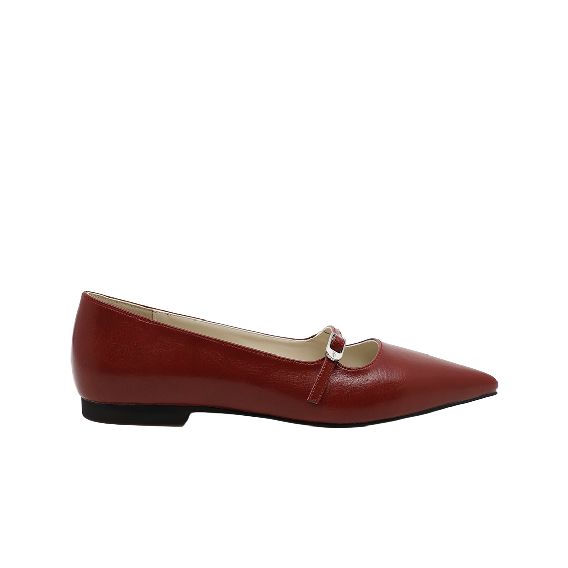 MD0273_2 Moodnight Moreen Stiletto Mary-Jane Flat Shoes l Deep-Red