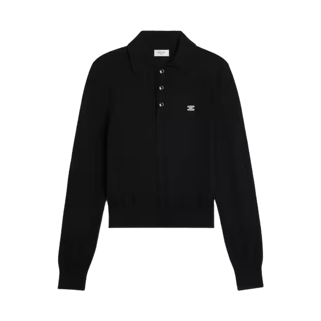 (W) 셀린느 폴로 스웨터 파인 코튼 블랙((W) Celine Polo Sweater in Fine Cotton Black) - 1