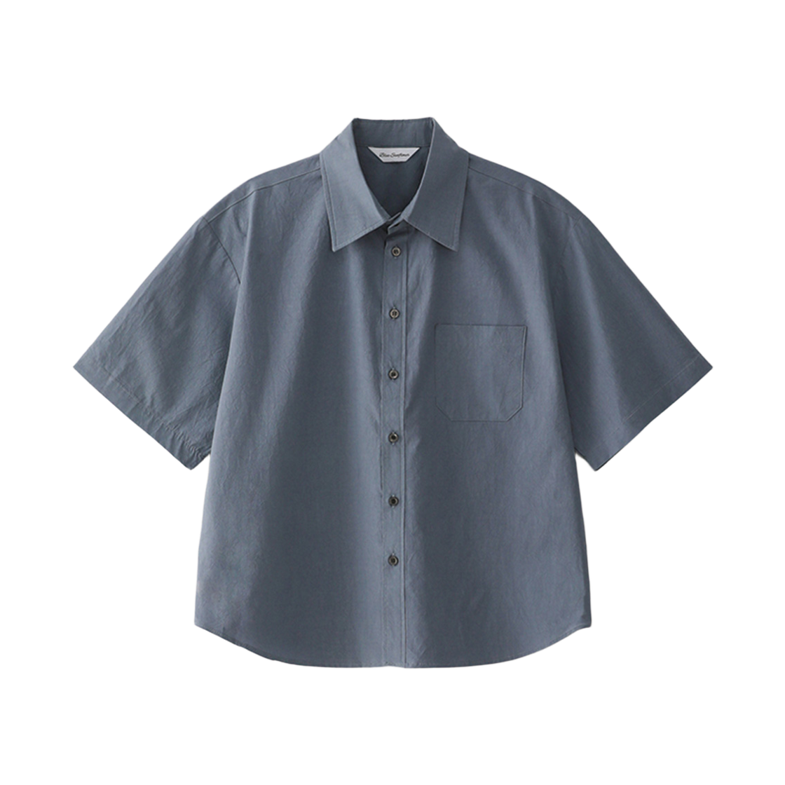 블루 선플라워 세미 크롭 포멀 반팔 셔츠 그레이(Blue Sunflower Formal Short Sleeve Shirt Grey)