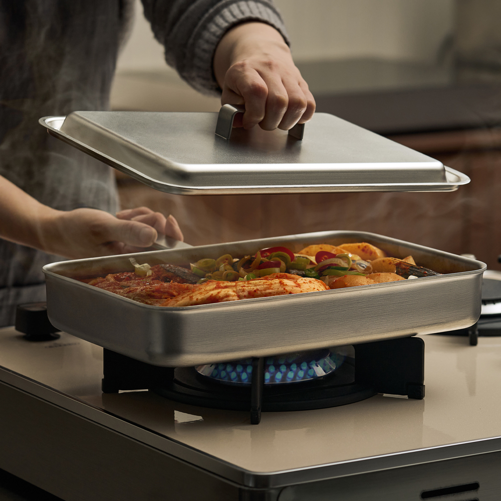 바겐슈타이거 코어5 헤리티지 무연마제 스텐 316 피쉬팬 생선구이팬 전용뚜껑(WAGENSTEIGER Core 5 Heritage Abrasive-Free 316 Stainless Steel Fish Pan Lid) - 4