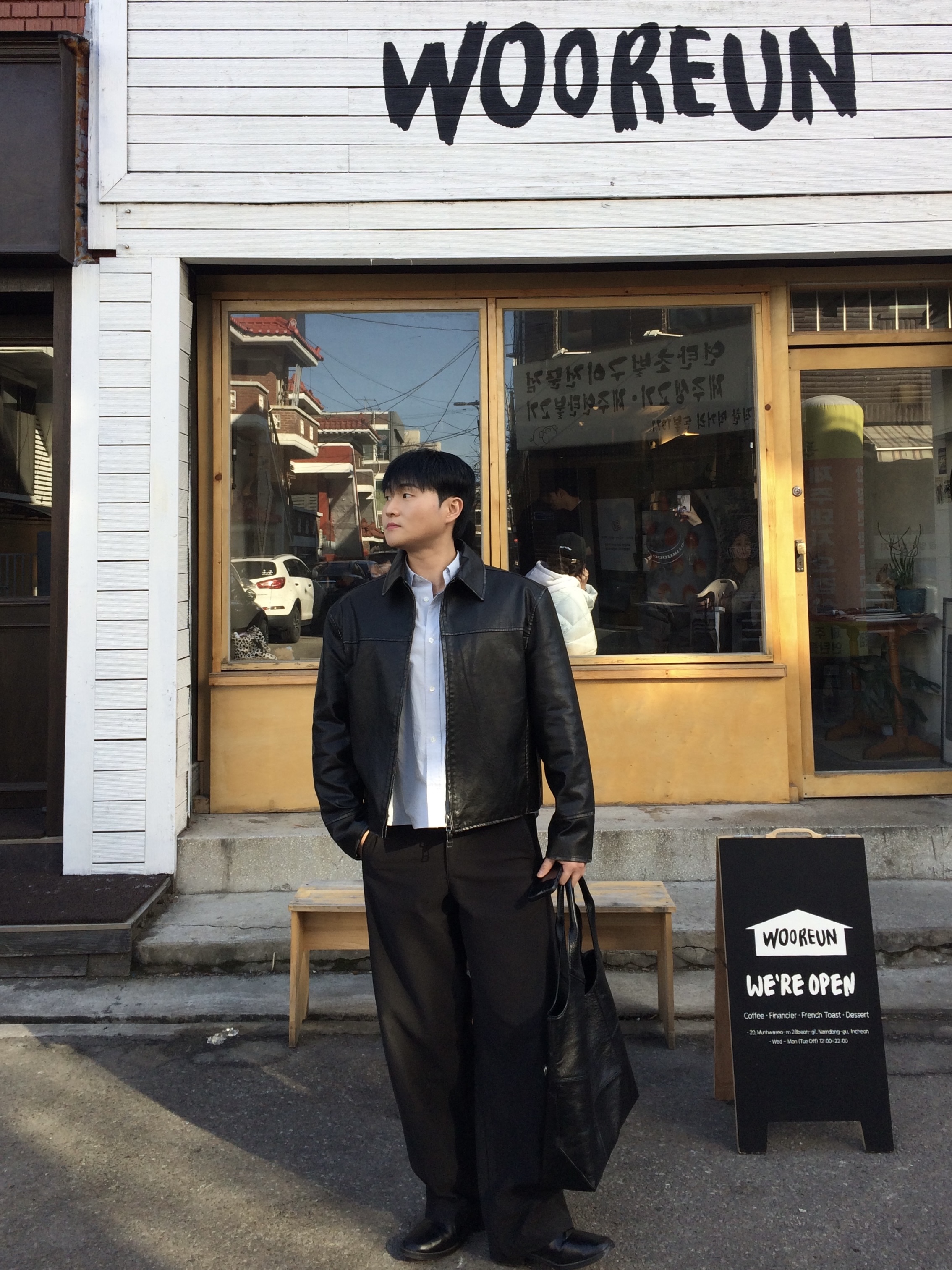 Zara Leather Jacket Black, Romantic Move Selection Square Toe Chelsea Boots Black 착용 스타일 - 3