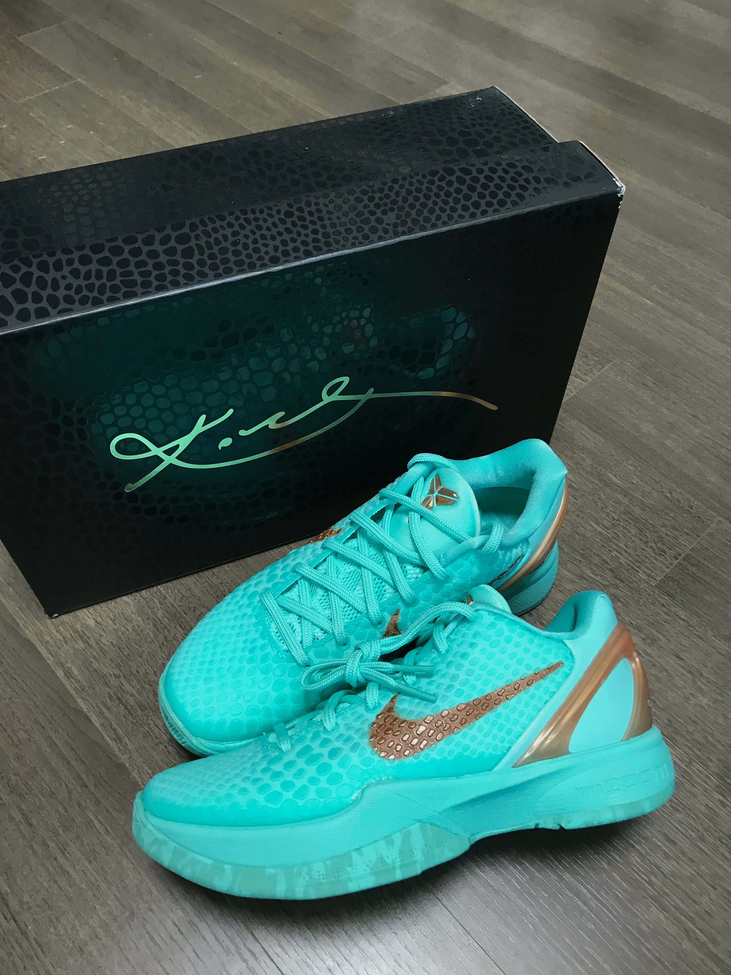 Nike Kobe 6 Protro Hyper Turquoise Metallic Copper 착용 스타일 - 1
