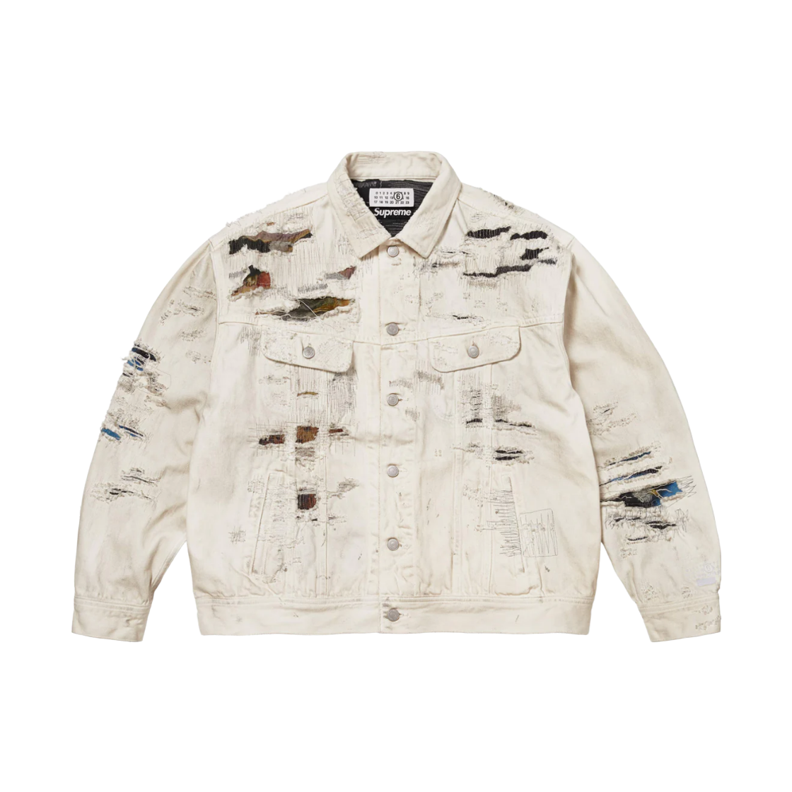 - Supreme x MM6 Maison Margiela Distressed Selvedge Denim Trucker Jacket White - 26SS