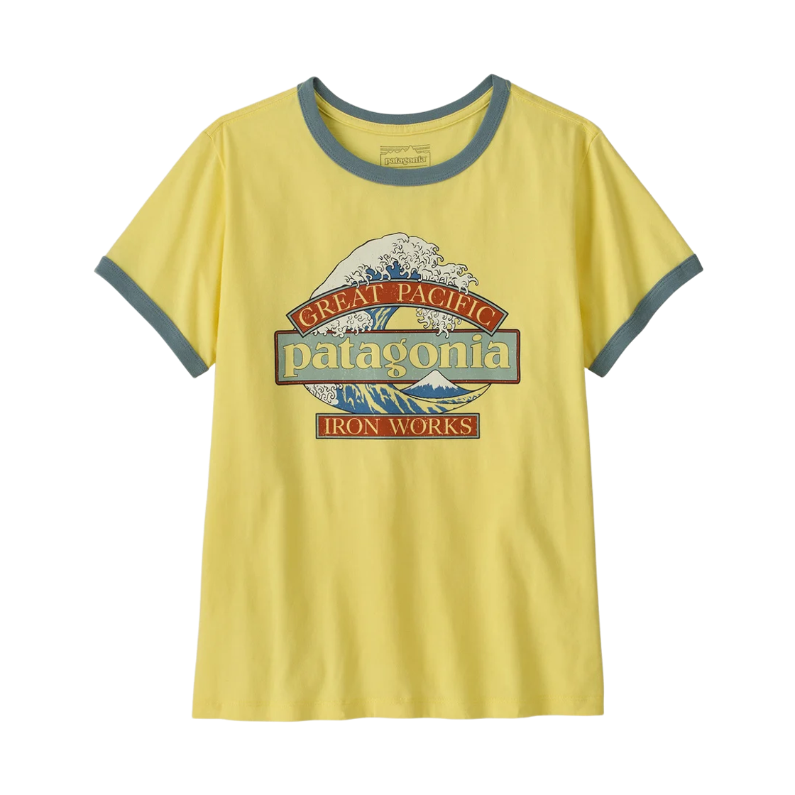 37864 (W) Patagonia Great Waves Ringer T-Shirt Lemon Zest