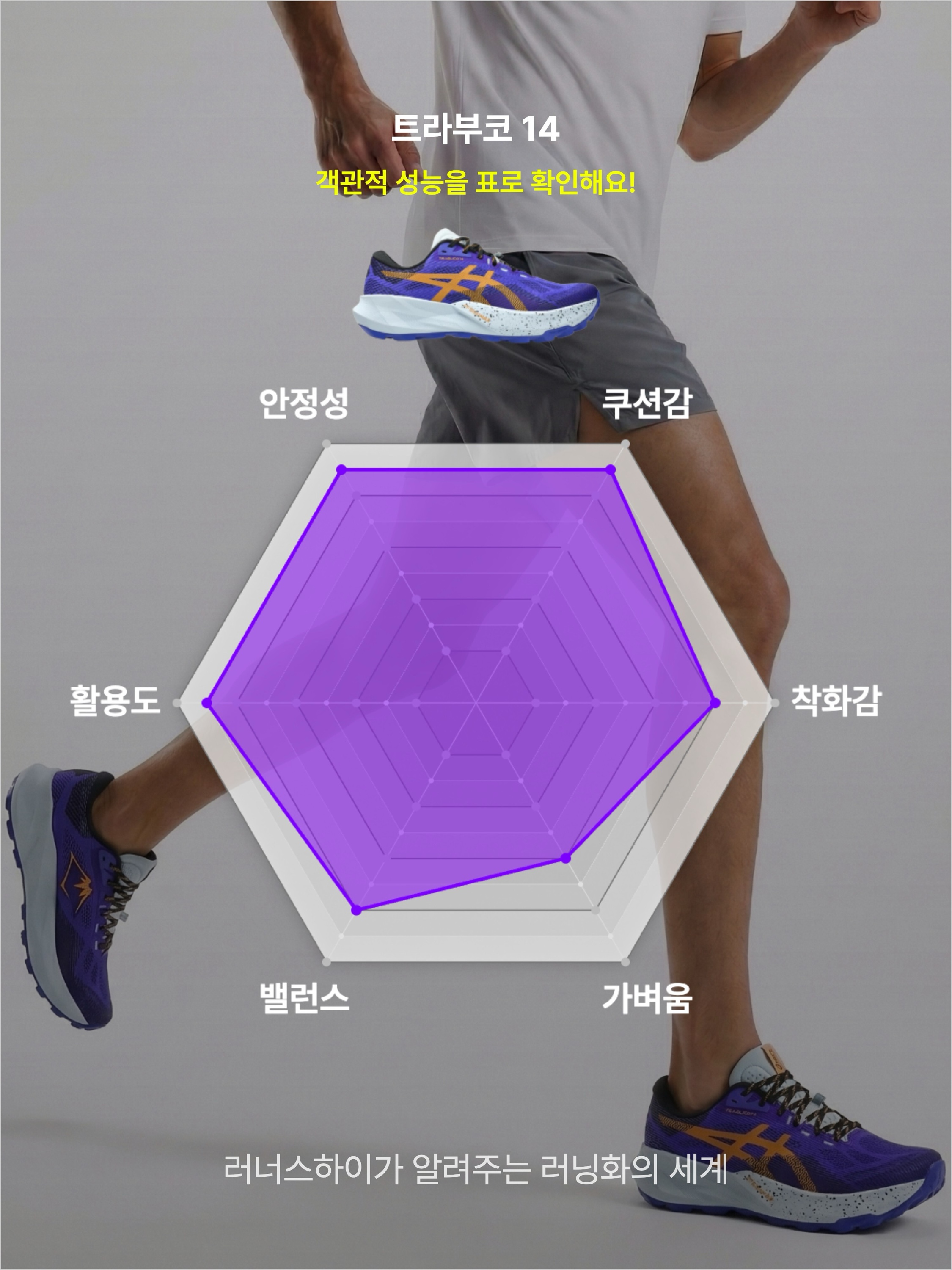 Asics Trabuco 14 Cobalt Burst Sandstorm, (W) Asics Trabuco 14 Amethyst Cobalt Burst - B Standard 착용 스타일 - 3