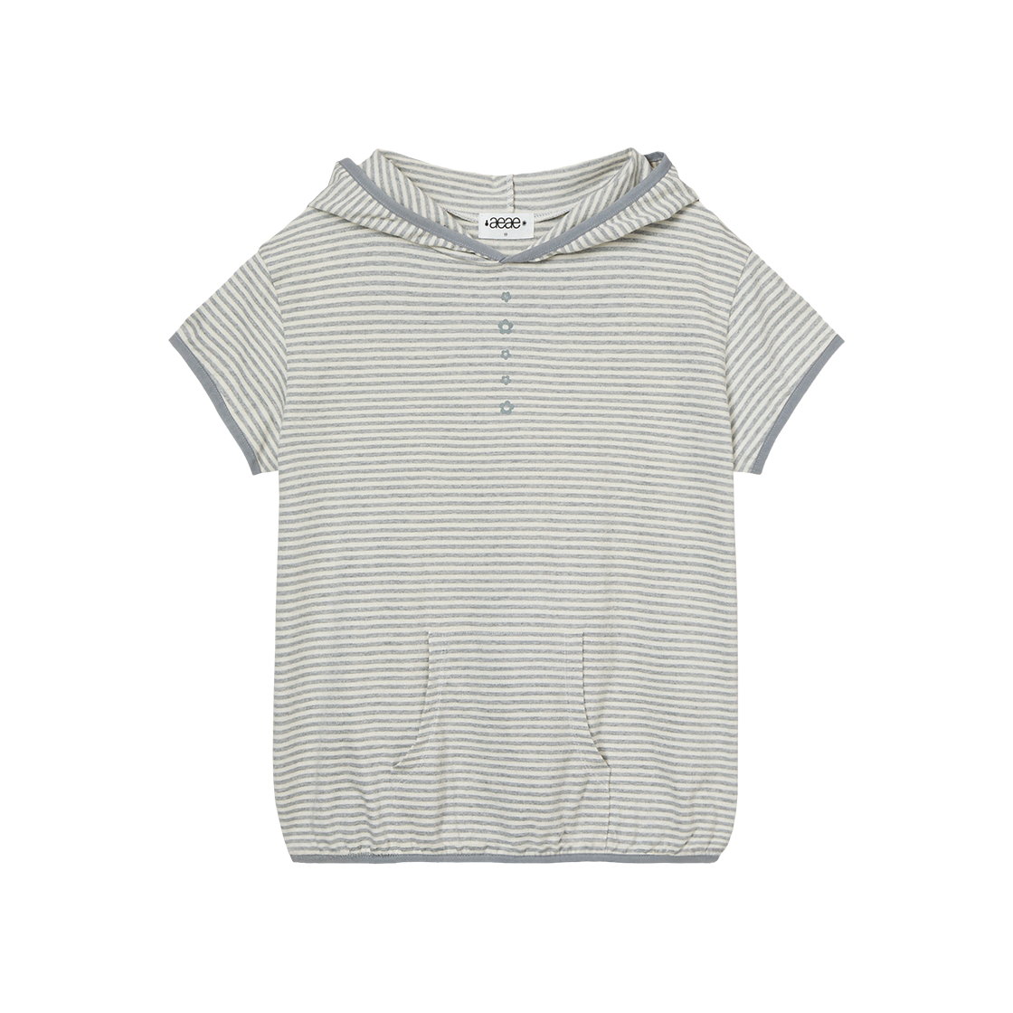 에이이에이이 스트라이프 하프 슬리브 후디 그레이(AEAE Stripe Half Sleeve Hoodie Grey)