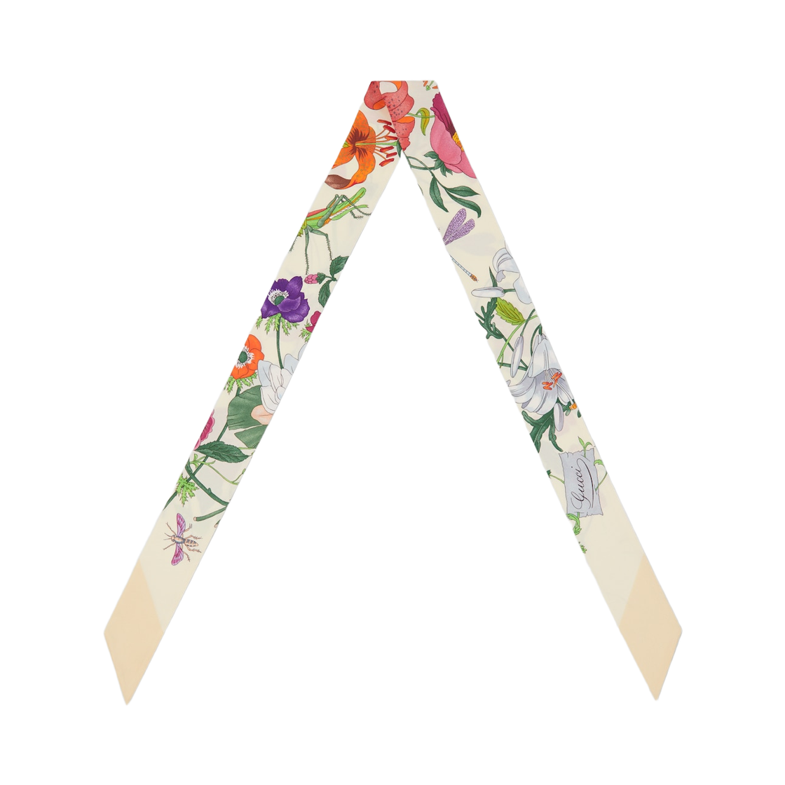 825121-3G001-7475 (W) Gucci Printed Silk Ribbon Off White Yellow