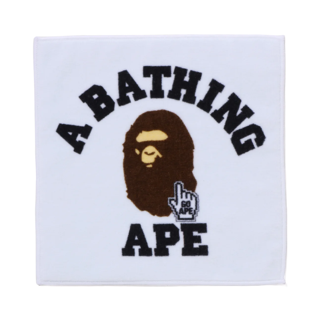 베이프 고 에이프 포인터 컬리지 핸드 타월 화이트(BAPE Go Ape Pointer College Hand Towel White)