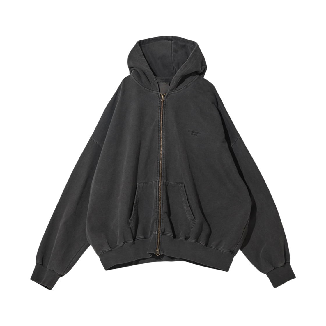 언더마이카 무.11 안티 Fxxking 로고 플레이 오버사이즈 피그먼트 후드 집업 그레이(Undermycar Mu.11 Anti Fxxking Logo Play Oversized Pigment Hood Zip-up Gray) - 1