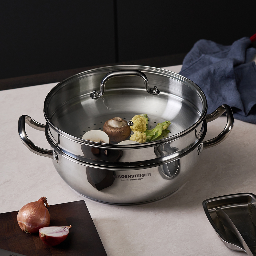 바겐슈타이거 스텐 멀티 2단 스팀팟 32cm 찜기 냄비 찜냄비(WAGENSTEIGER Stainless Multi 2-Tier Steamer Pot 32cm) - 3