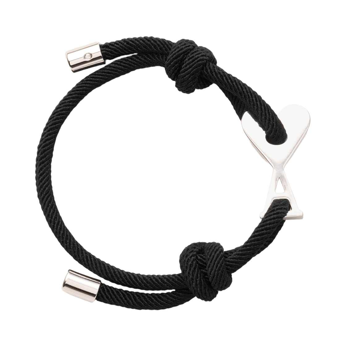 아미 블랙 코드 실버 브라스 아미 드 하트 브레이슬릿 실버 블랙(AMI Black Cord Silver Brass Ami De Coeur Bracelet Silver Black)
