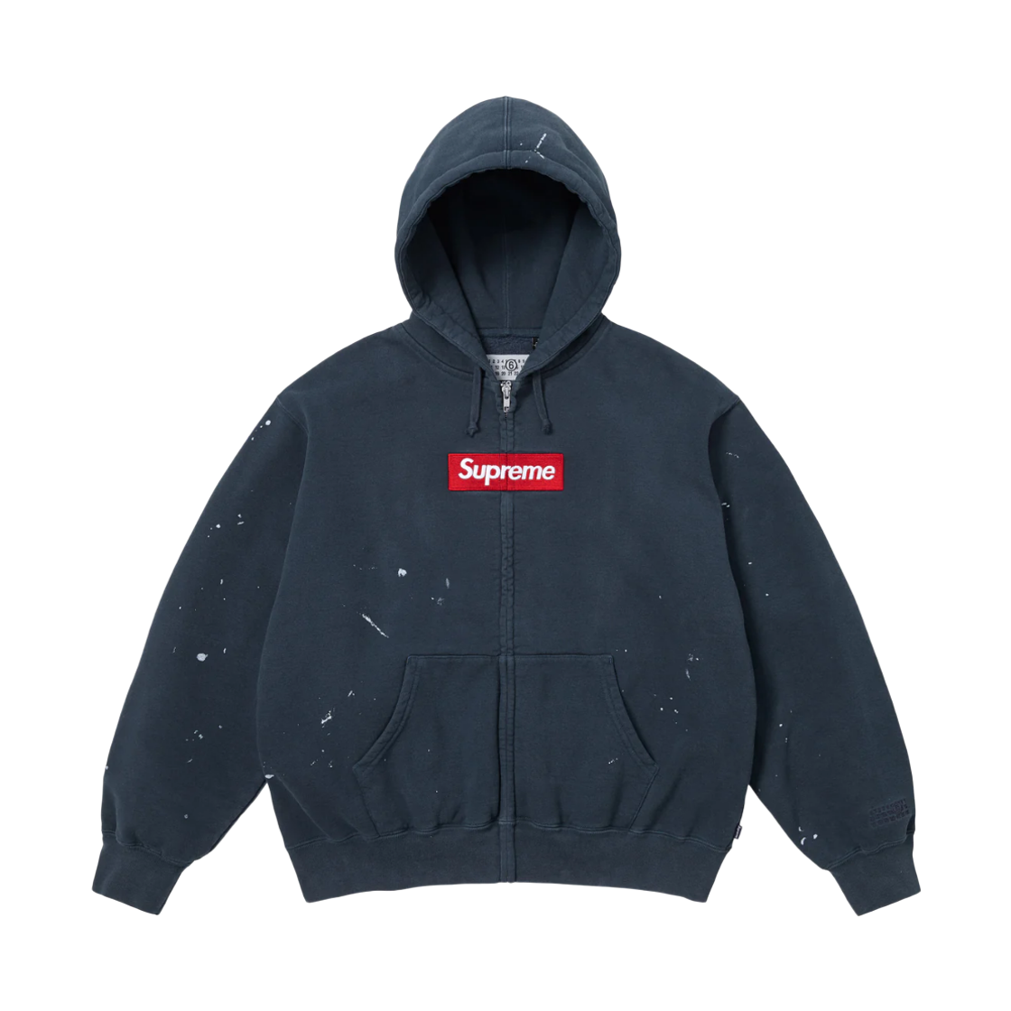 슈프림 x MM6 메종 마르지엘라 박스로고 집업 후드 스웨트셔츠 네이비 - 26SS(Supreme x MM6 Maison Margiela Box Logo Zip Up Hooded Sweatshirt Navy - 26SS)