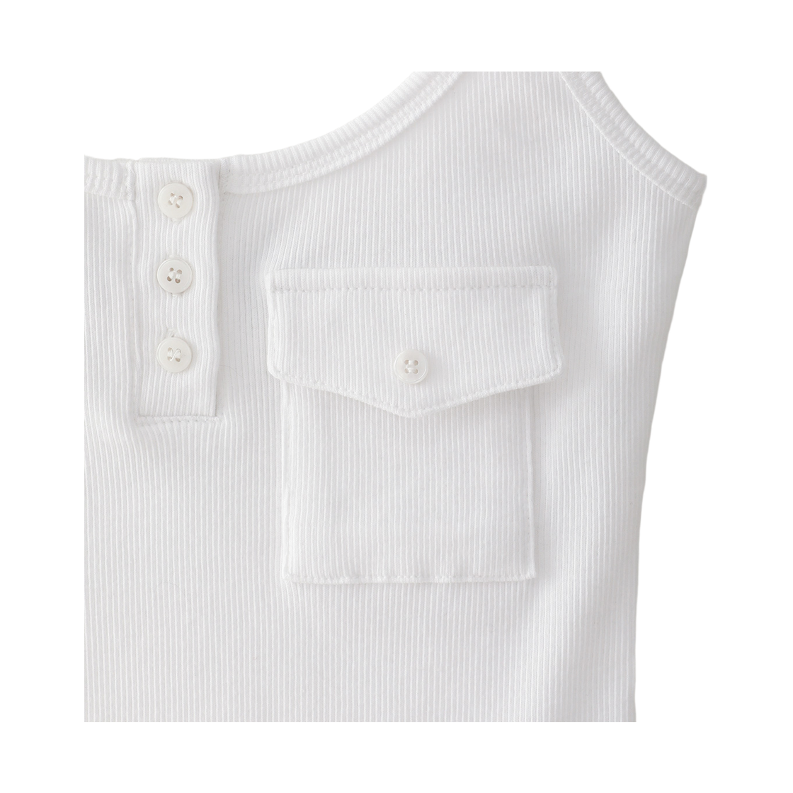 블루 선플라워 슬림 포켓 크롭 탑 화이트(Blue Sunflower Slim Pocket Crop Top White) - 4