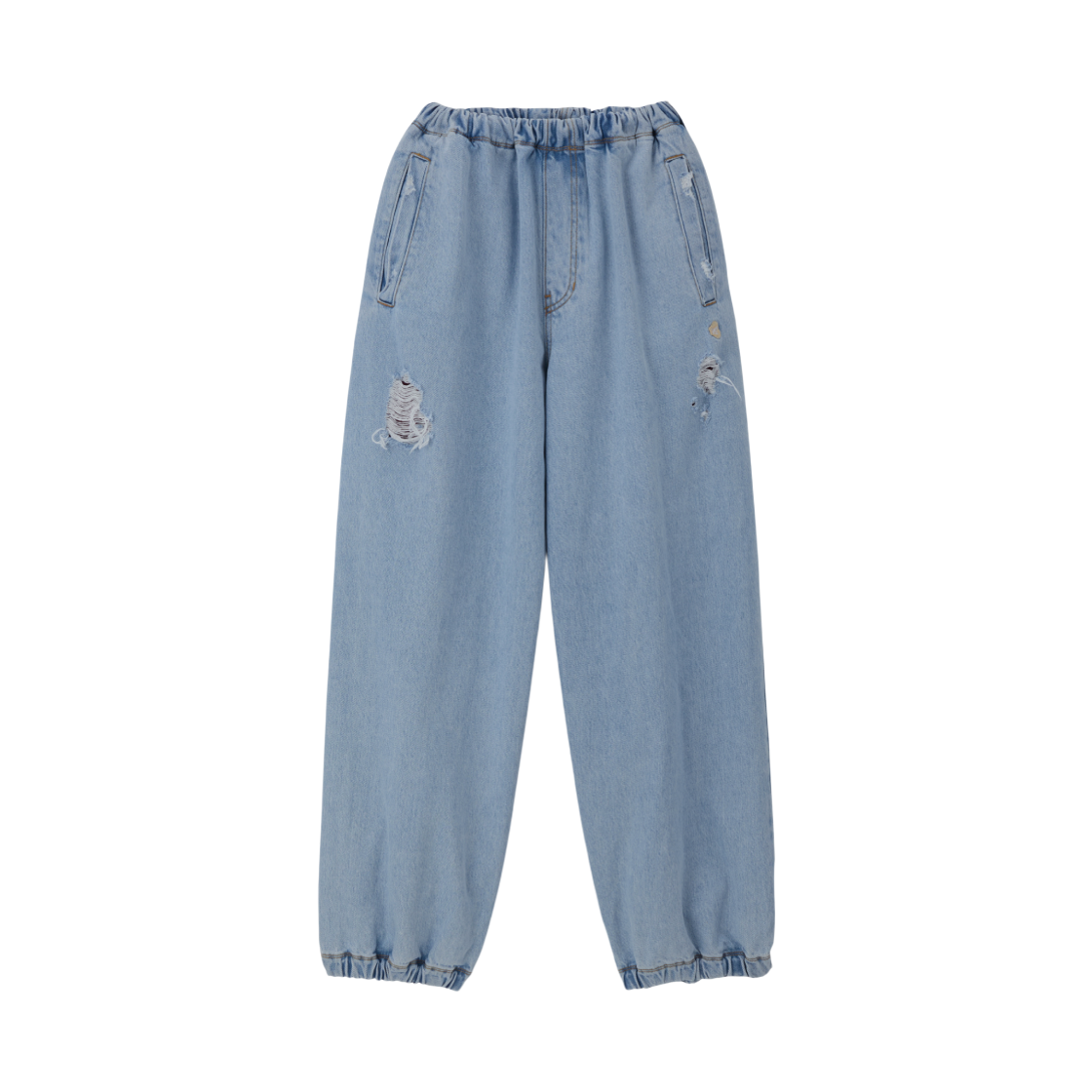 LL25WDPT001LB LLEGE Destroyed Balloon Denim Jogger Light Blue