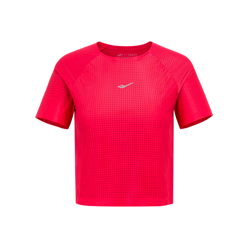 프로-스펙스 여성 울트라라이트 메쉬 크롭 반팔티셔츠 레드(PRO-SPECS Women's Ultra-Light Mesh Cropped T-shirt Red)