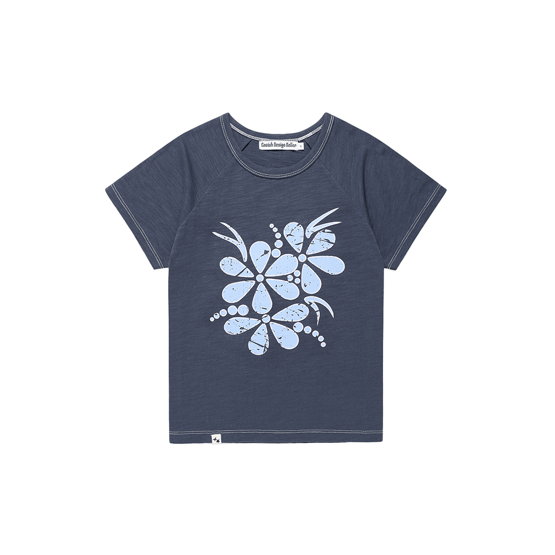 카비시 빈티지 플라워 래글런 숏슬리브 티 네이비(CAVISH Vintage Flower Raglan SS Tee Navy)