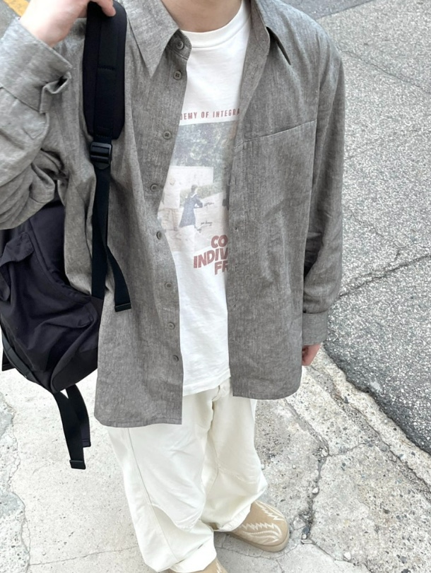 AA String Cotton Pants Ivory 착용 스타일