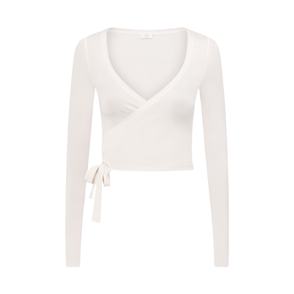 (W) 크롭 샵 부티크 발레 랩 탑 바닐라((W) Crop Shop Boutique Ballet Wrap Top Vanilla)