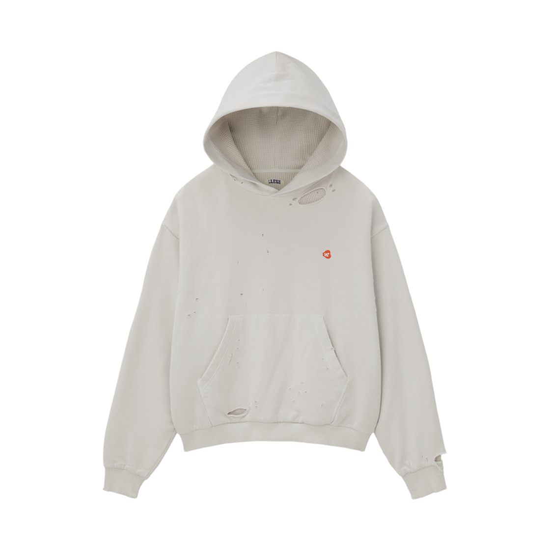 LL25WSHD004WH LLEGE Garment Dyed Reversible Hoodie Cement White