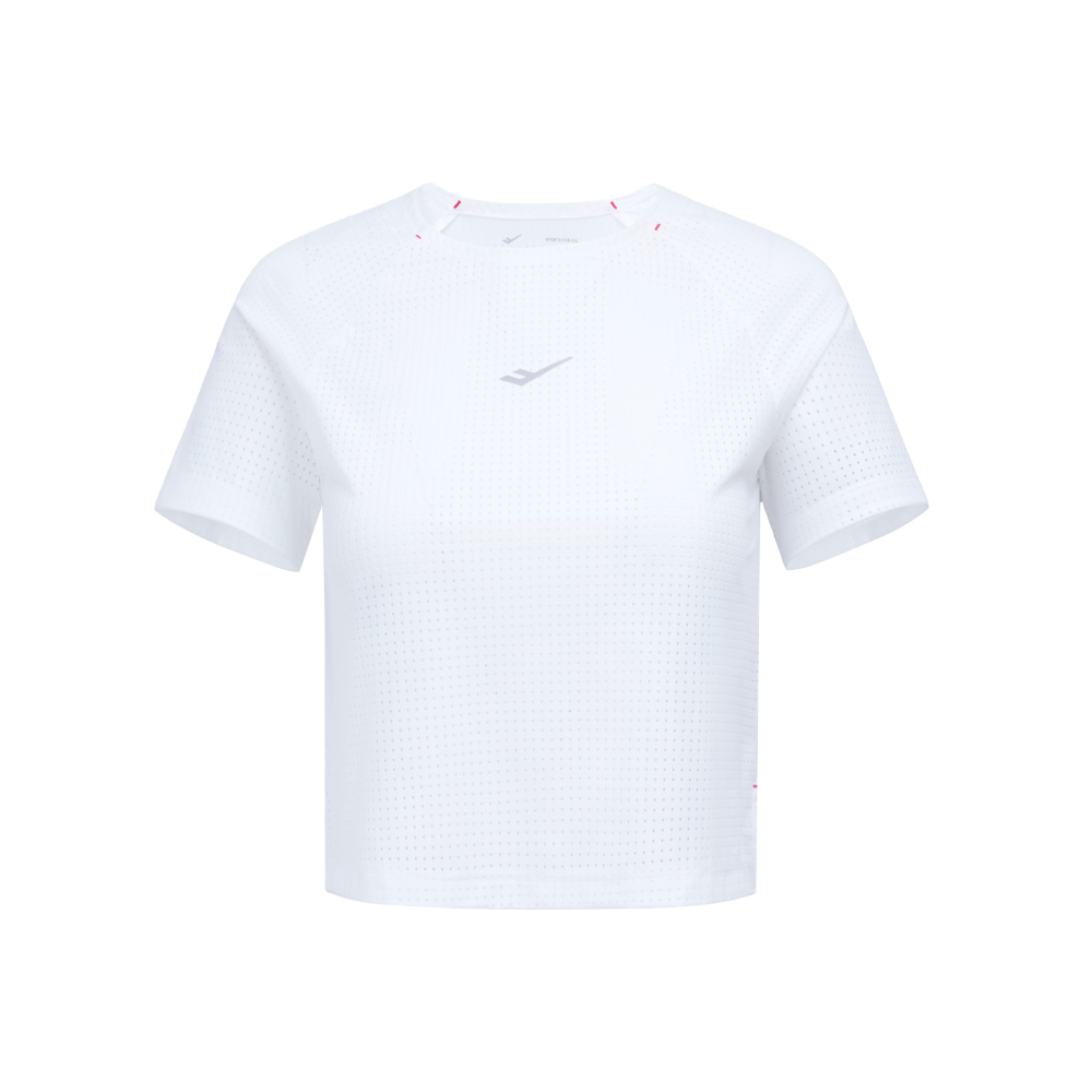 프로-스펙스 여성 울트라라이트 메쉬 크롭 반팔티셔츠 화이트(PRO-SPECS Women's Ultra-Light Mesh Cropped T-shirt White)