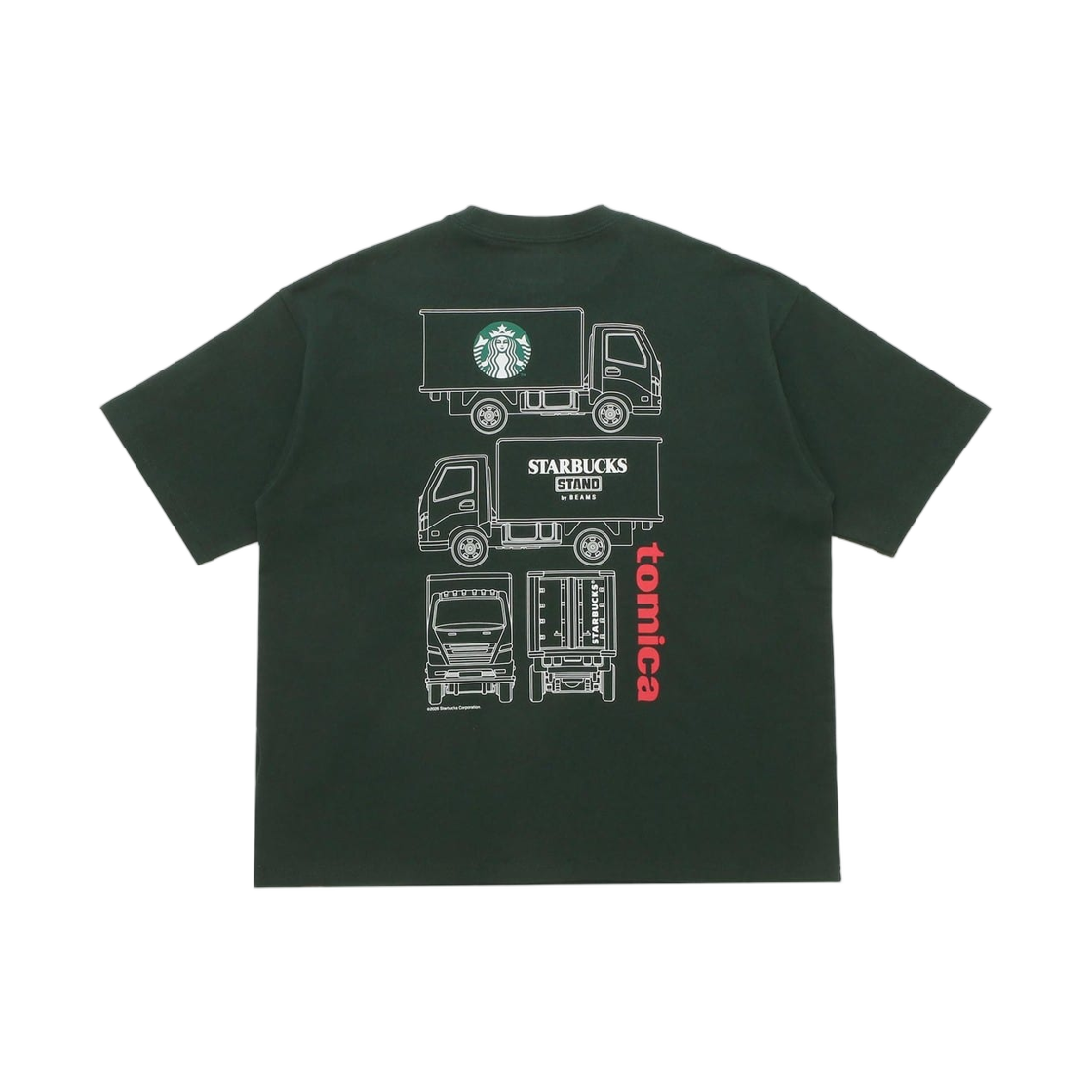 스타벅스 x 빔즈 토미카 트럭 프린트 티셔츠 A 그린(Starbucks x Beams Tomica Truck Print T-Shirt A Green) - 2