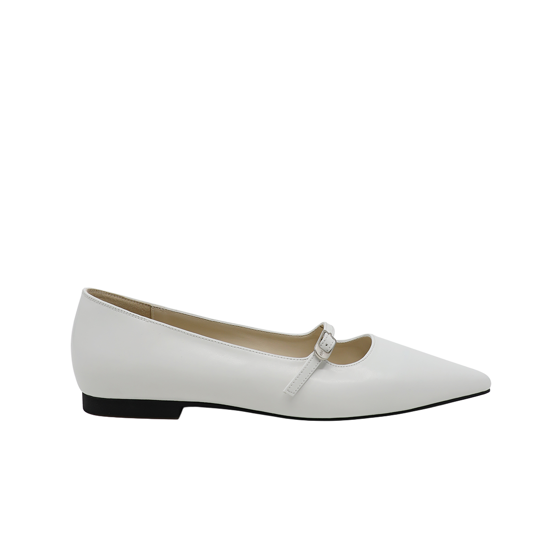 무드나잇 모린 스틸레토 메리제인 플랫 슈즈 l 화이트(Moodnight Moreen Stiletto Mary-Jane Flat Shoes l White)
