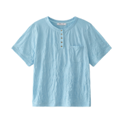 Blue Sunflower Texture Henley Half Tee Blue