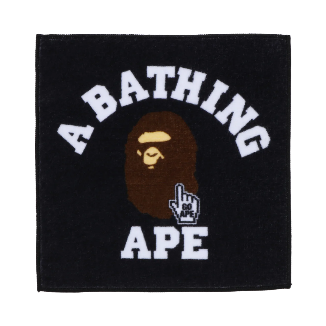베이프 고 에이프 포인터 컬리지 핸드 타월 블랙(BAPE Go Ape Pointer College Hand Towel Black)