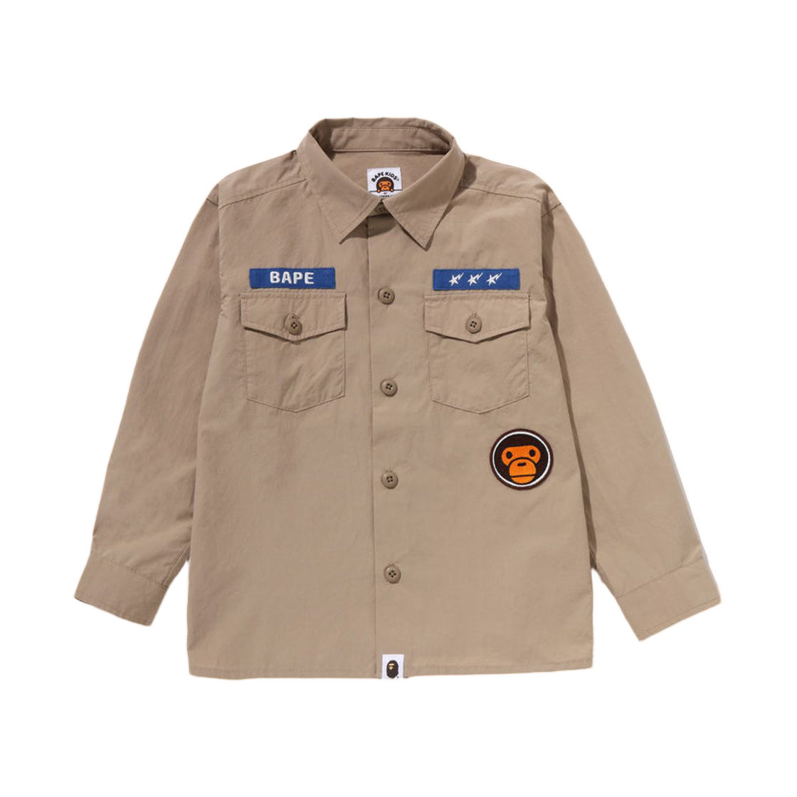 (키즈) 베이프 베이비 마일로 밀리터리 셔츠 베이지((Kids) BAPE Baby Milo Military Shirt Beige) - 1