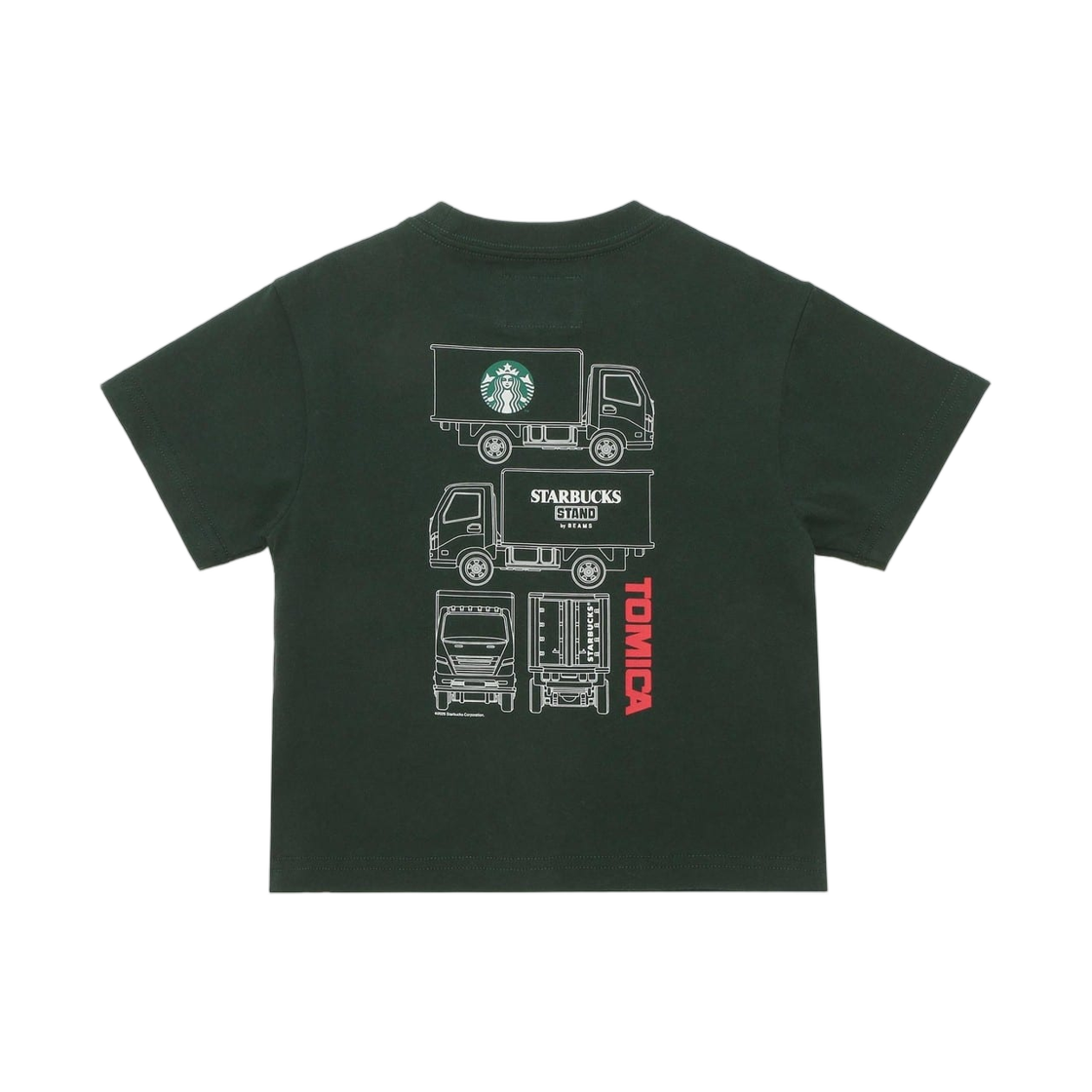 (키즈) 스타벅스 x 빔즈 토미카 트럭 프린트 키즈 티셔츠 A 그린((Kids) Starbucks x Beams Tomica Truck Print Kids T-Shirt A Green) - 2