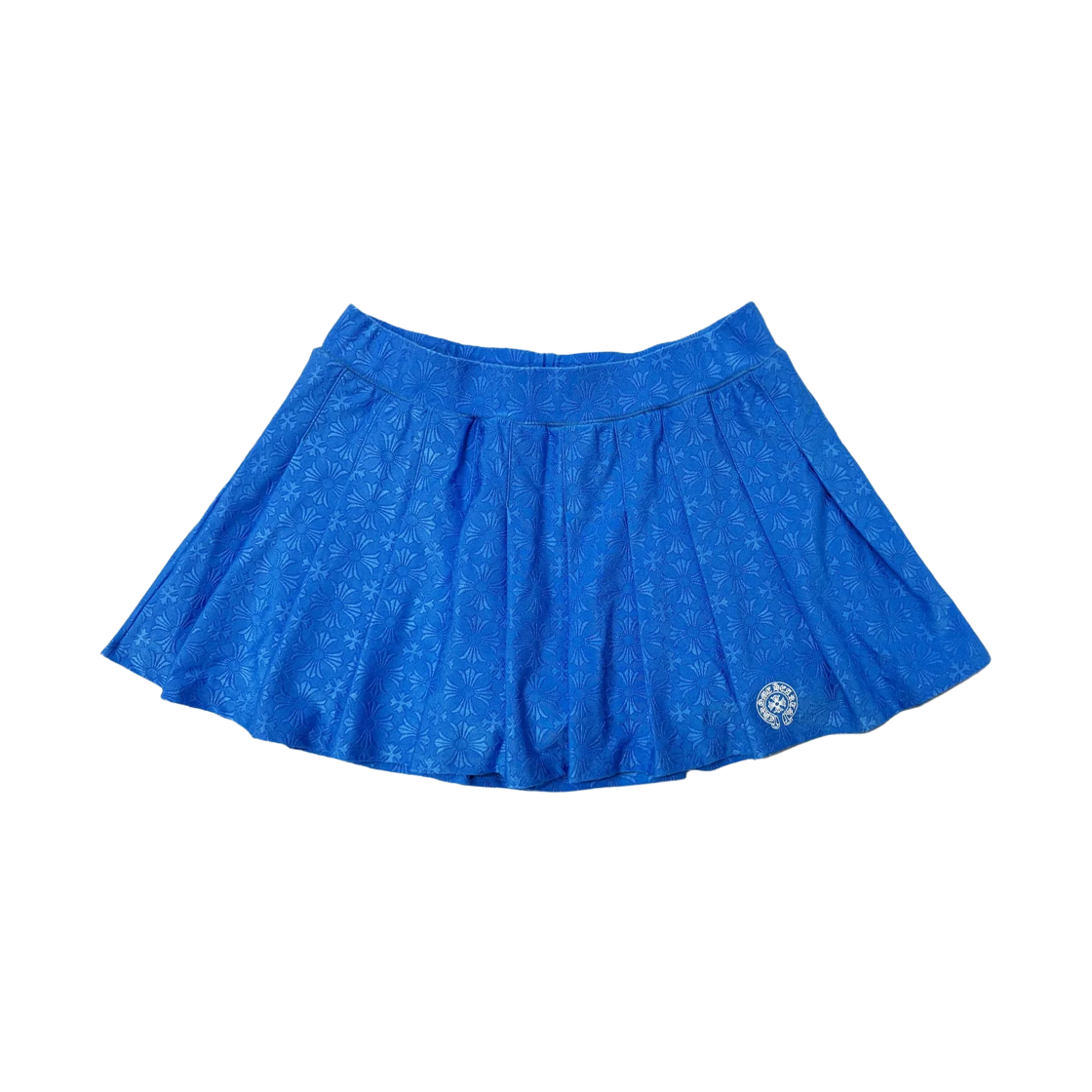 (W) 크롬하츠 홀스슈 로고 테니스 스커트 블루((W) Chrome Hearts Horseshoe Logo Tennis Skirt Blue)