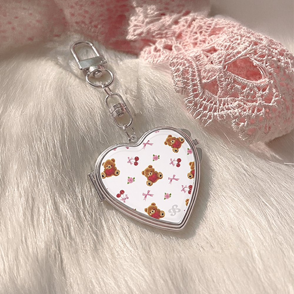 어프어프 테디체리(하트 거울키링)(earpearp Teddy Cherry Heart Mirror Keyring) - 2