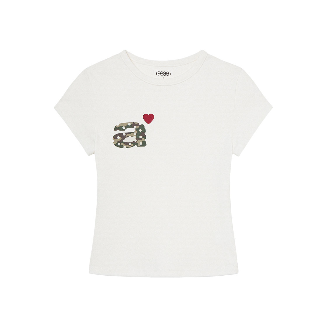[예약 배송] 에이이에이이 도트 스몰 레터 티 화이트 & 카모([예약 배송] AEAE Dot Small Letter Tee White & Camo)