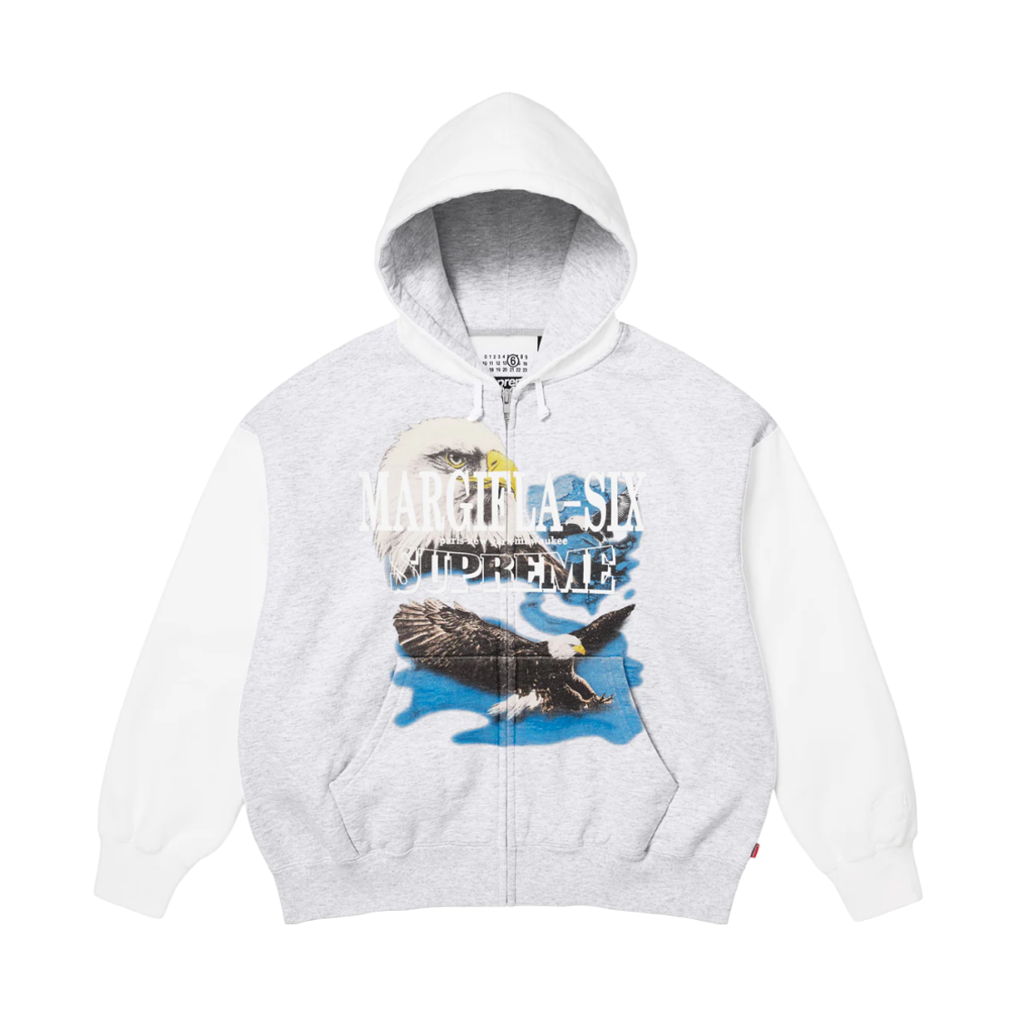 슈프림 x MM6 메종 마르지엘라 이글 집업 후드 스웨트셔츠 애쉬 그레이 - 26SS