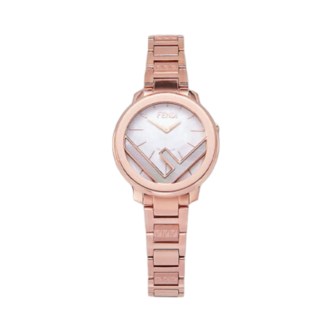(W) 펜디 FF 로고 쿼츠 28mm 스테인리스 스틸 로즈 골드((W) Fendi FF Logo Quartz 28mm Stainless Steel Rose Gold) - 1