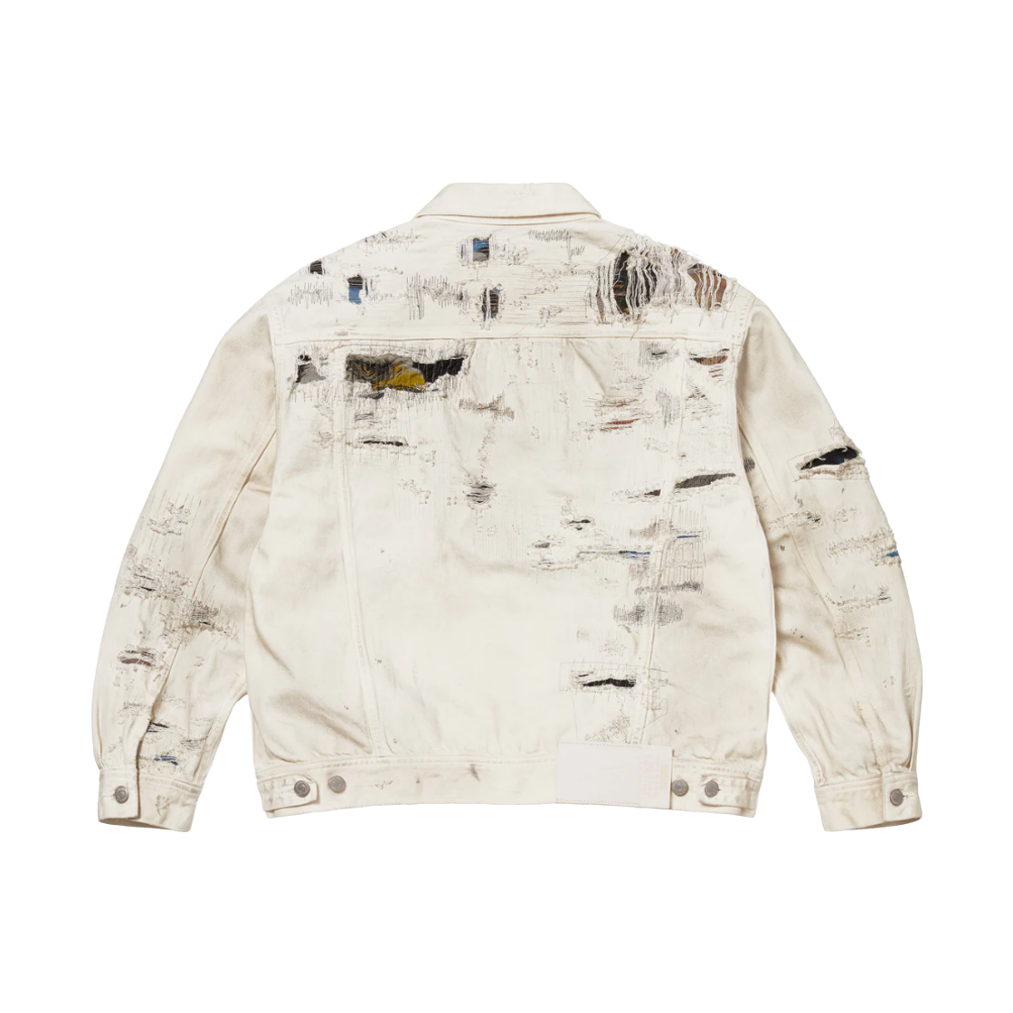 슈프림 x MM6 메종 마르지엘라 디스트레스드 셀비지 데님 트러커 자켓 화이트 - 26SS(Supreme x MM6 Maison Margiela Distressed Selvedge Denim Trucker Jacket White - 26SS) - 2