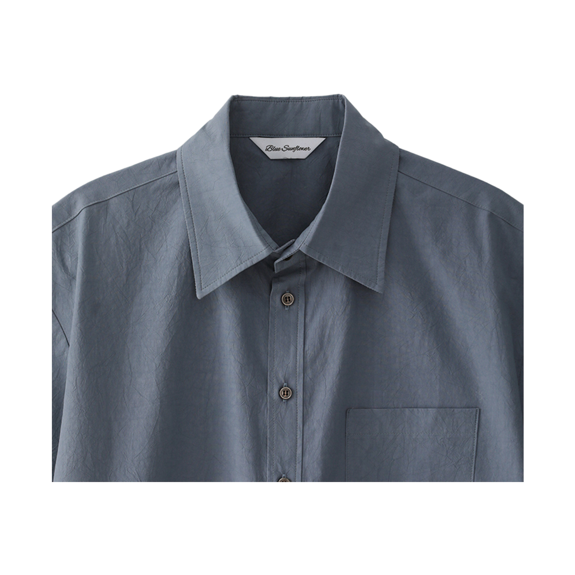 블루 선플라워 세미 크롭 포멀 반팔 셔츠 그레이(Blue Sunflower Formal Short Sleeve Shirt Grey) - 4