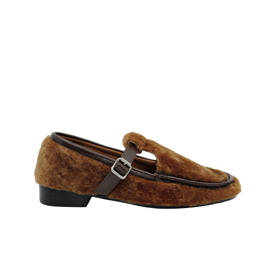 무드나잇 울리 램시어링 메리제인 로퍼 l 브라운(Moodnight Woolly Shearling Loafers l Brown)