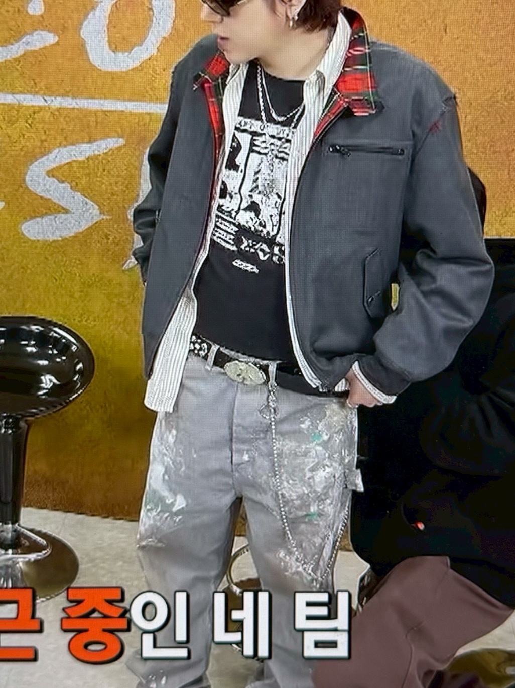 Hommless Paint Splatter Hickory Work Pants Indigo 착용 스타일