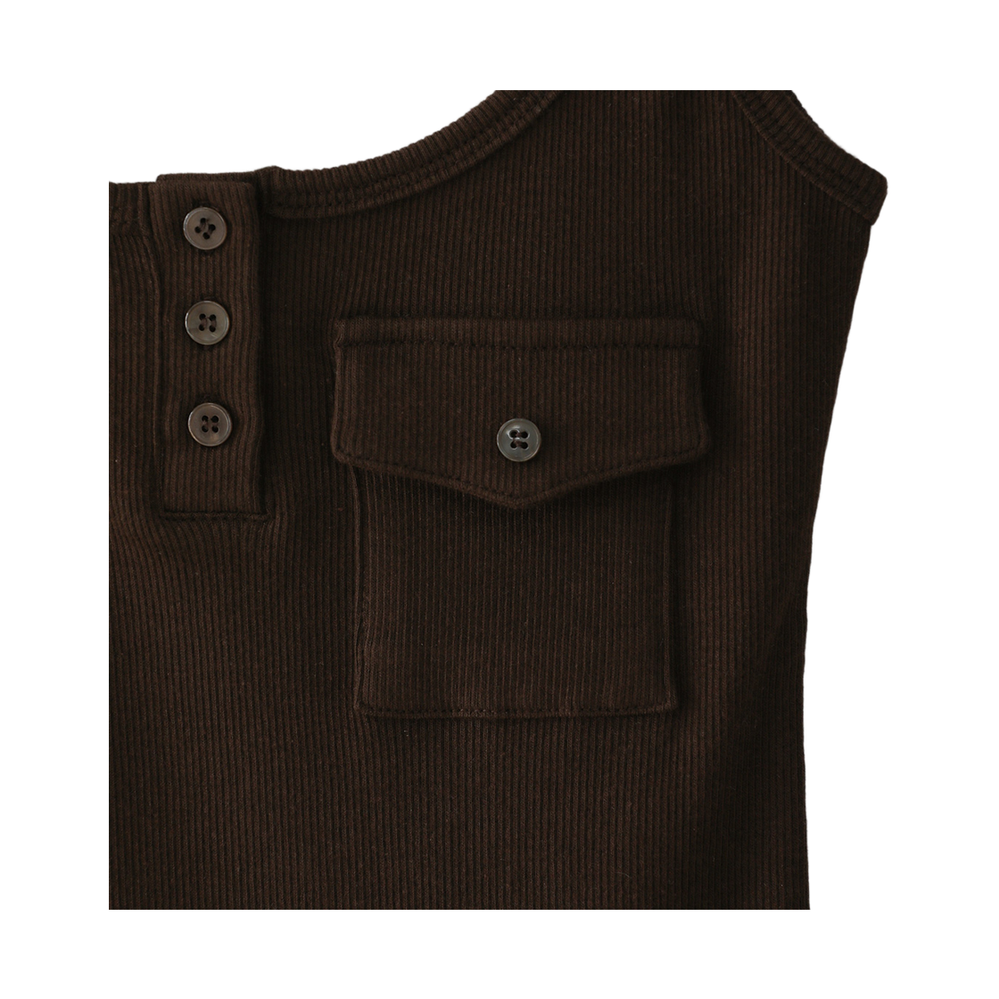 블루 선플라워 슬림 포켓 크롭 탑 브라운(Blue Sunflower Slim Pocket Crop Top Brown) - 4