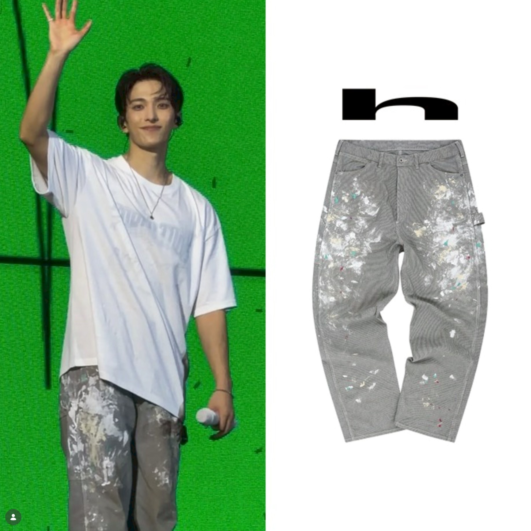 Hommless Paint Splatter Hickory Work Pants Indigo 착용 스타일