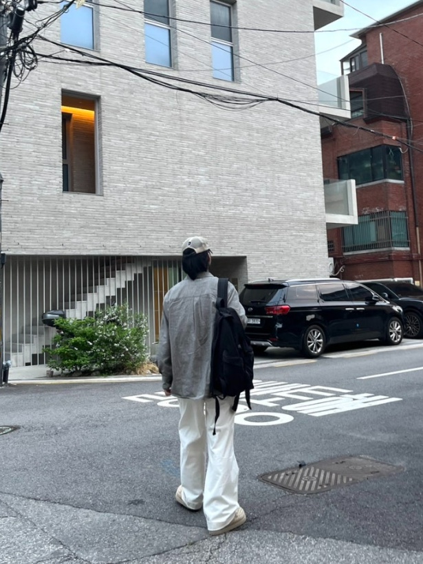 AA String Cotton Pants Ivory 착용 스타일