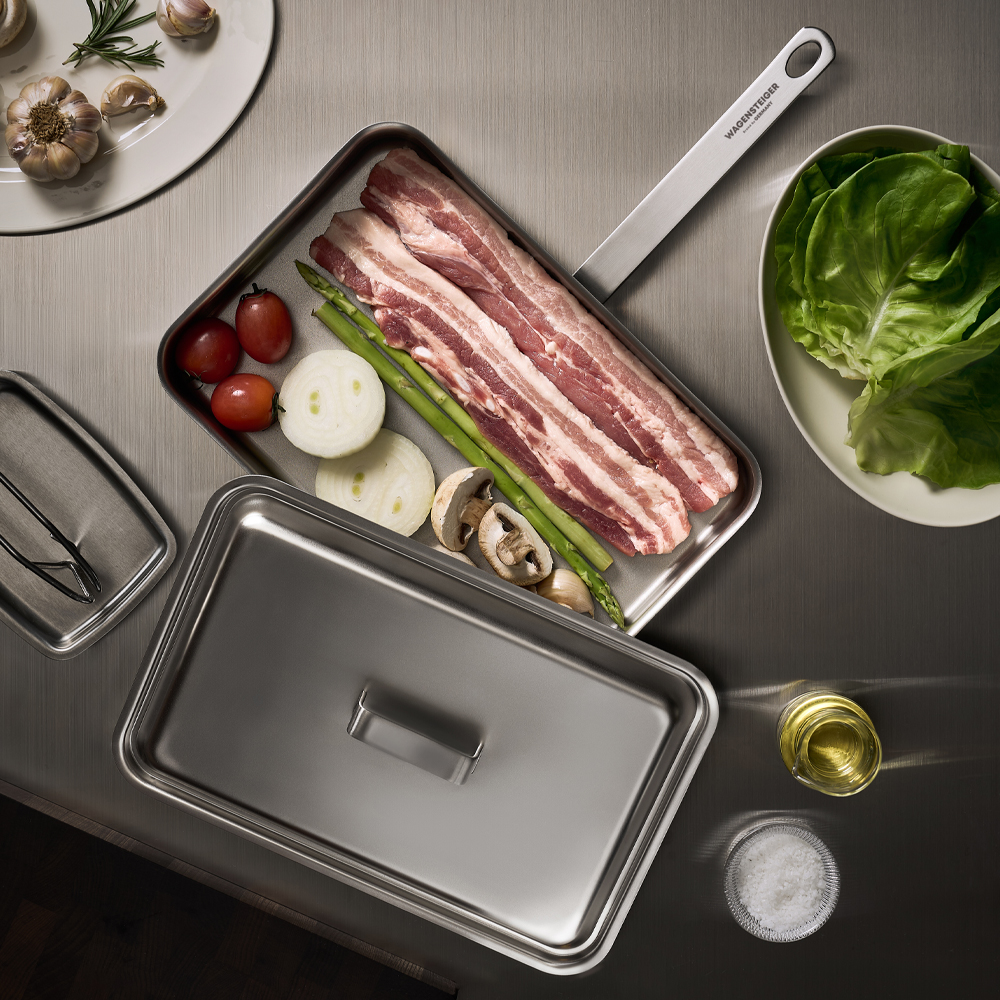 바겐슈타이거 코어5 헤리티지 무연마제 스텐 316 피쉬팬 생선구이팬 전용뚜껑(WAGENSTEIGER Core 5 Heritage Abrasive-Free 316 Stainless Steel Fish Pan Lid) - 2