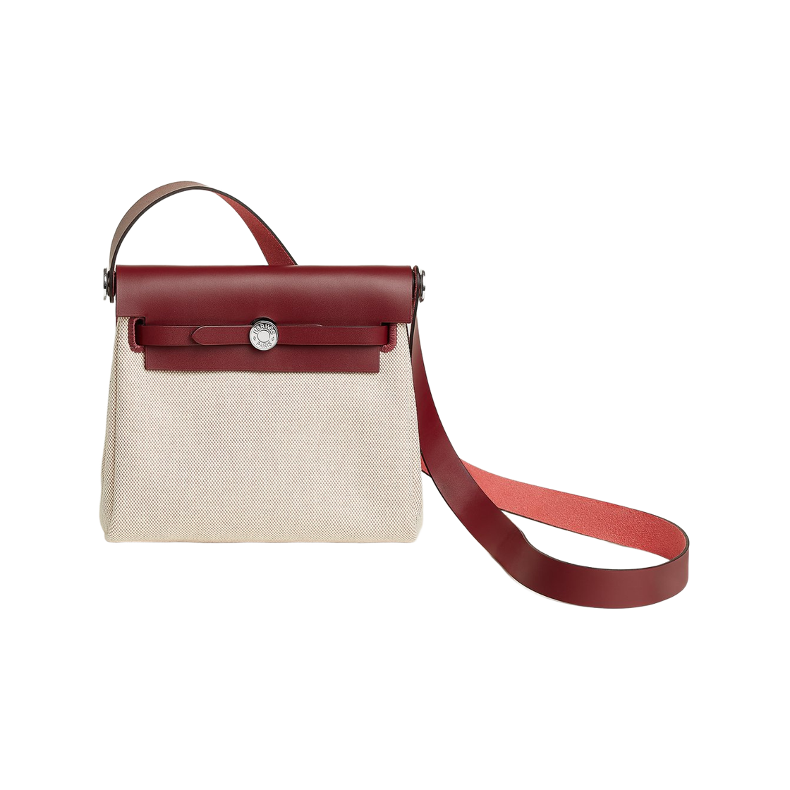 H085414CKAJ Hermes Herbag Zip 20 Bag H Viking Canvas Hunter Cowhide & Palladium Ecru Beige Rouge H