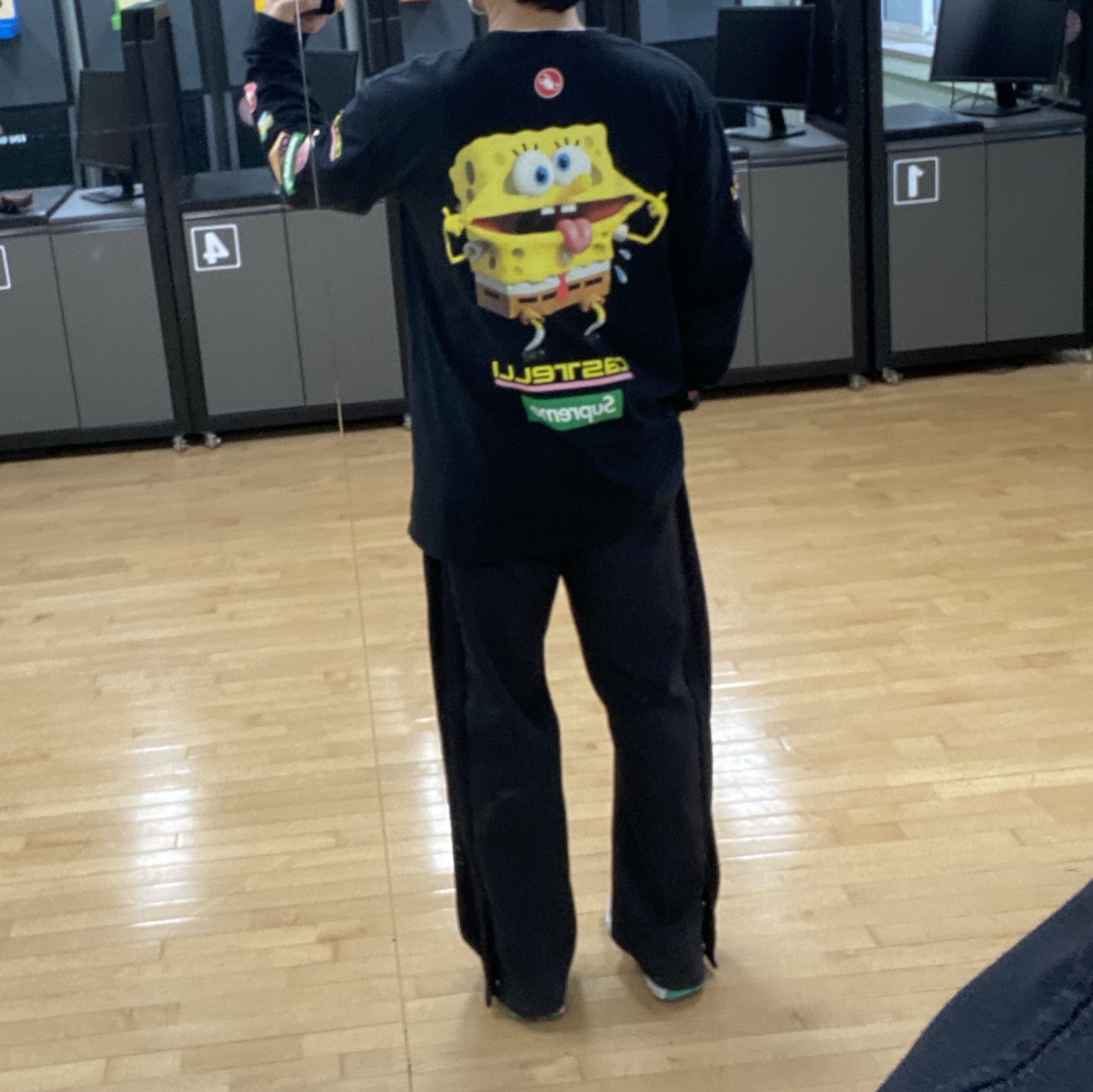 Supreme x SpongeBob SquarePants Castelli Racing L/S T-Shirt Black - 25SS 착용 스타일