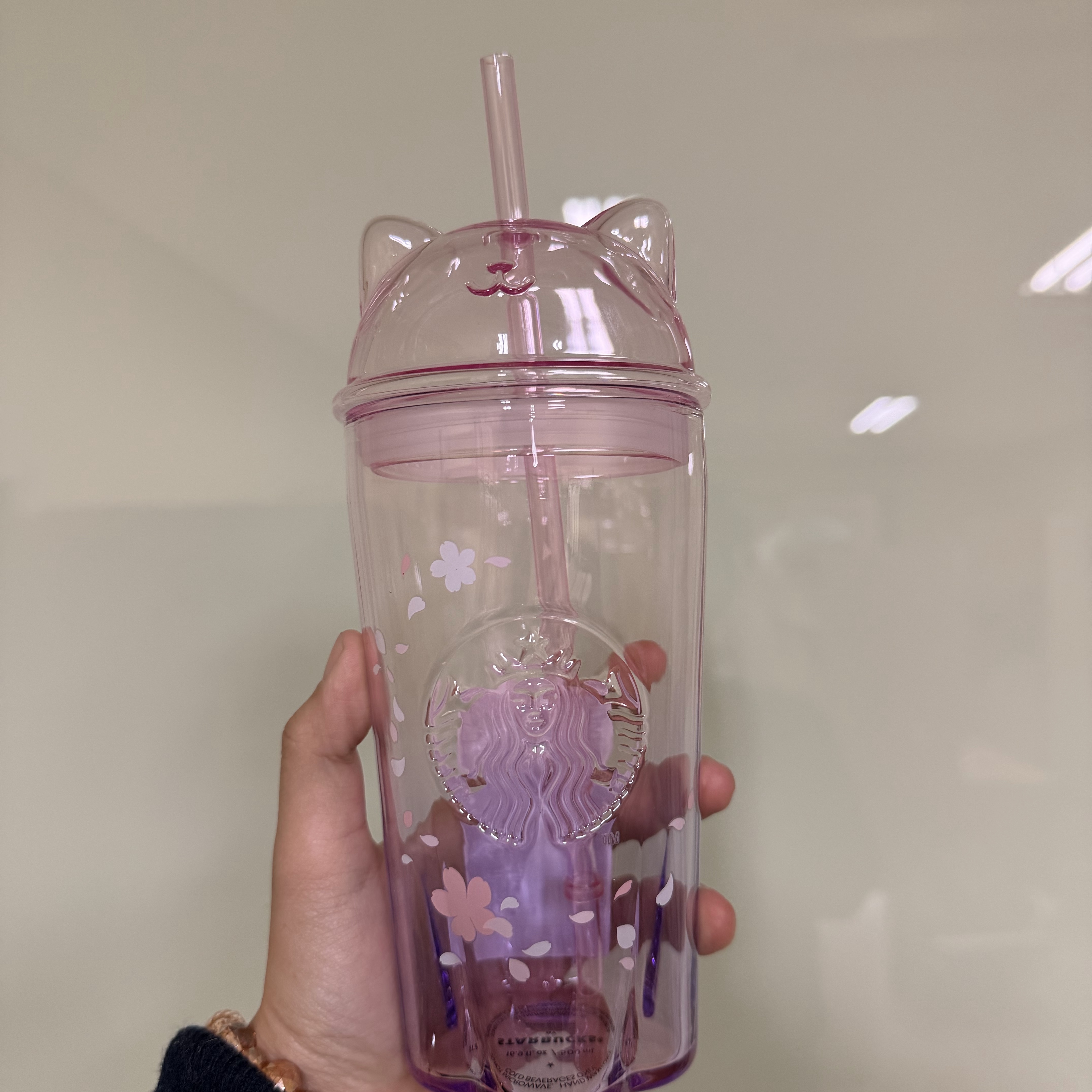 Starbucks Blossom Cat Glass Cold Cup 500ml 착용 스타일
