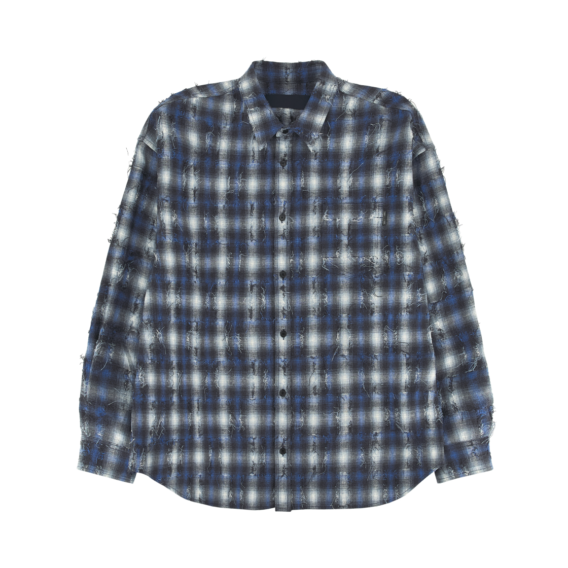 준지 그리드 니들 체크 루즈핏 셔츠 블루 - 26SS