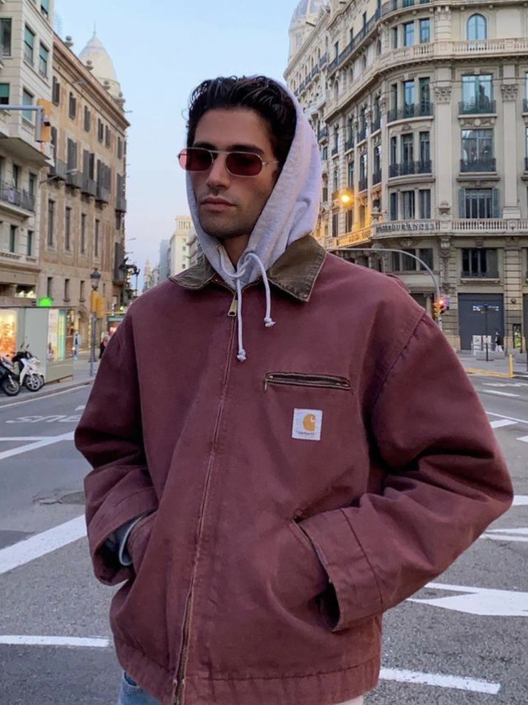 Carhartt Blanket Lined Relaxed Fit Regular Duck Detroit Jacket Carhartt Brown, Carhartt Blanket Lined Relaxed Fit Regular Duck Detroit Jacket Black 착용 스타일 - 5