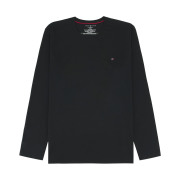 Tommy Hilfiger Thick Long Sleeve Relaxed Fit Flag Crew Neck T-Shirt Black